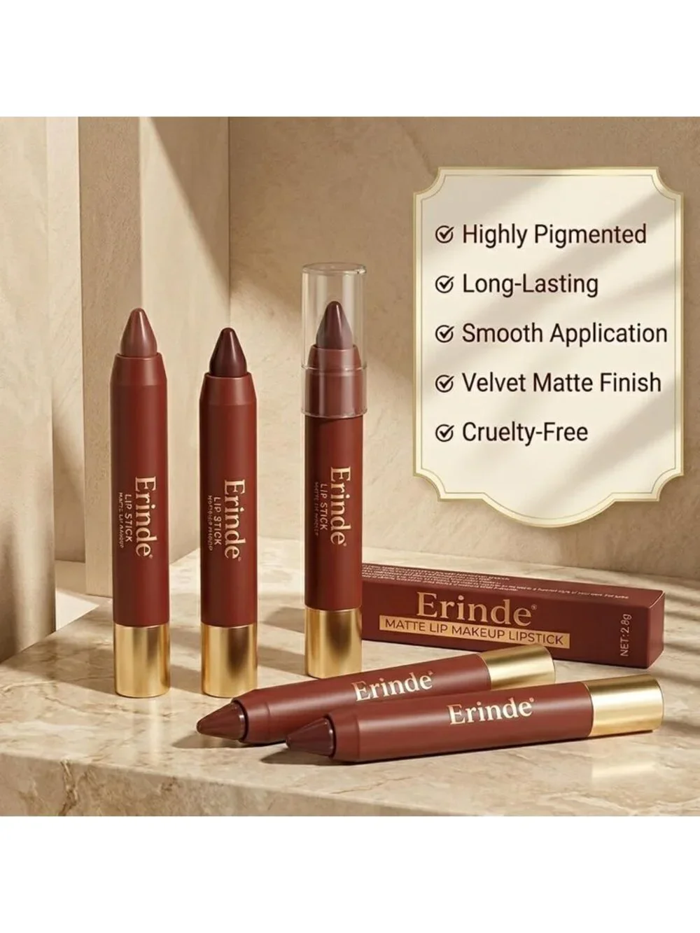 Women's B05# Berry Red 24 Hour Long-lasting Rose Matte Lipstick Crayon